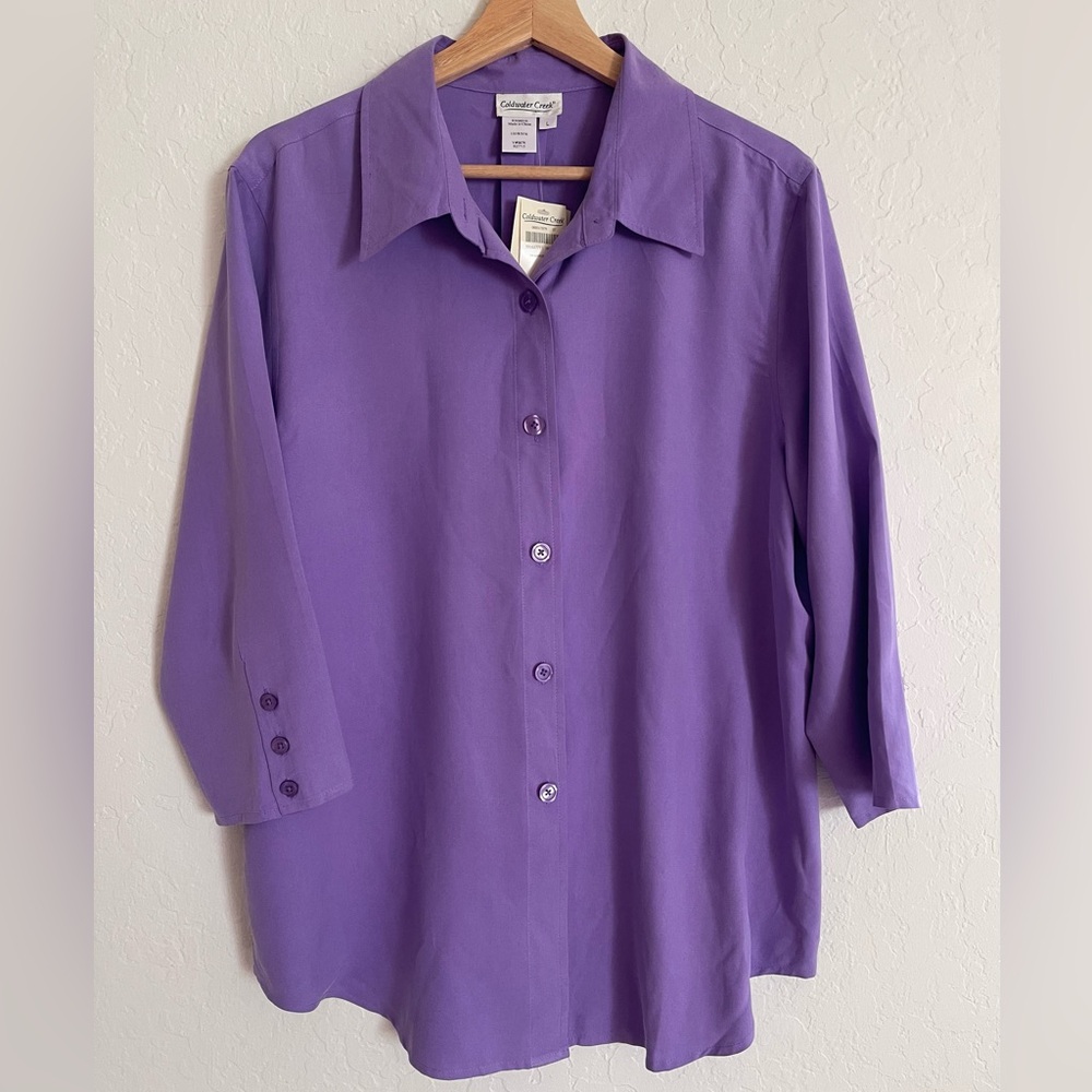 Coldwater Creek Purple Button-Up Blouse